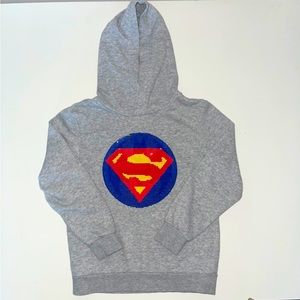 Justice League H&M Hoodie with interchangeable Batman and Superman sequin logo